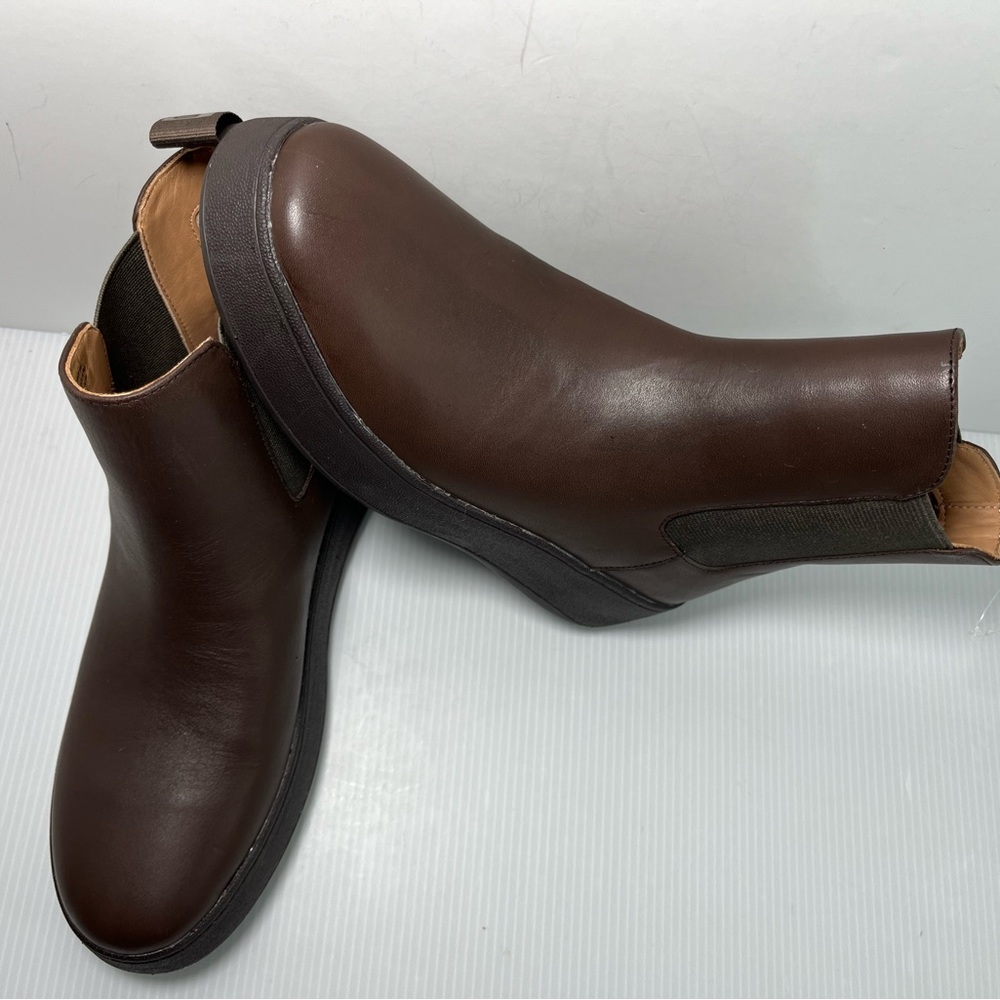 FitFlop Genuine Smooth Leather Platform Chelsea Boots - color Chocolate Brown - Picture 4 of 11